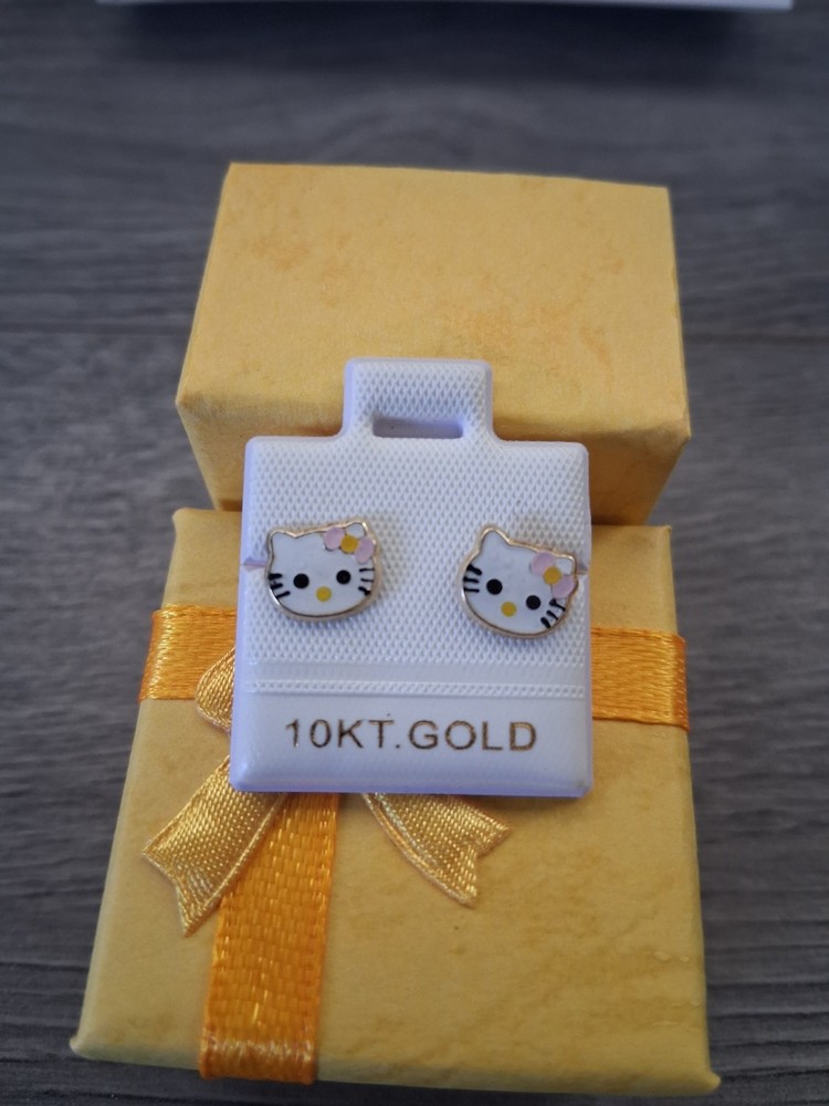 hello kitty aretes broquel de oro de 10k