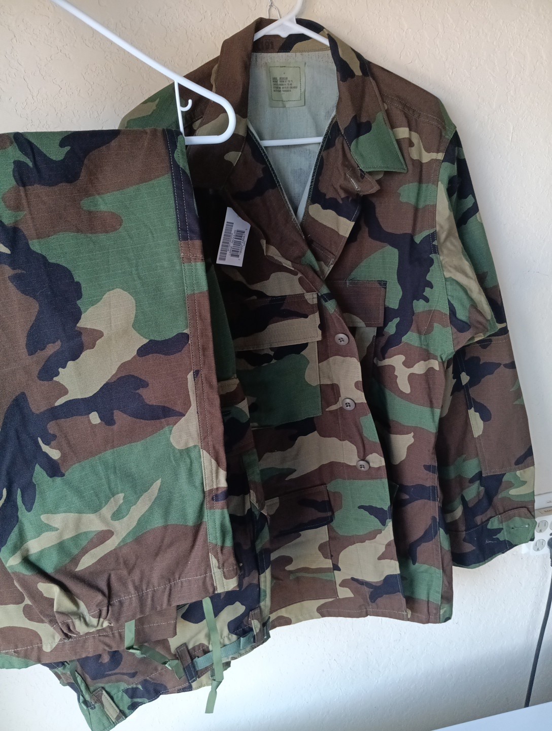 NWT US Army Combat Tousers Hot Weather Coat Uniform Med L Pants  Woodland Camo