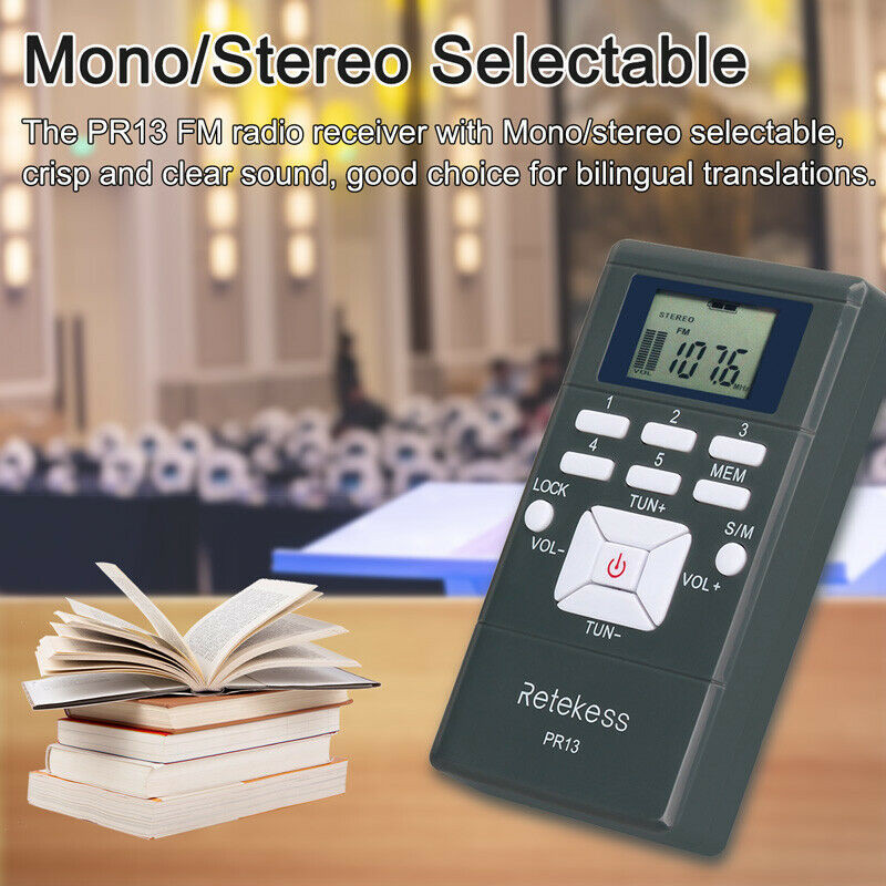 Retekess TR508 FM Transmitter Broadcast Stereo Radio Station 10 Receiver Meeting