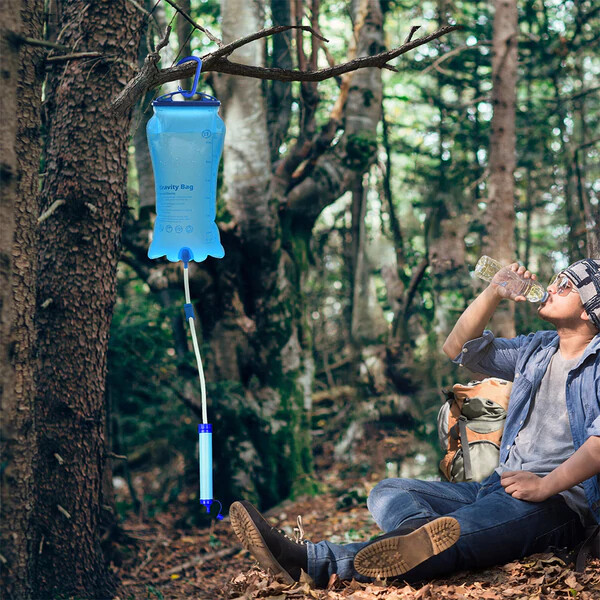 Lightweight Camping Water Filter Gravity System Backpacking Survival 3 Liter