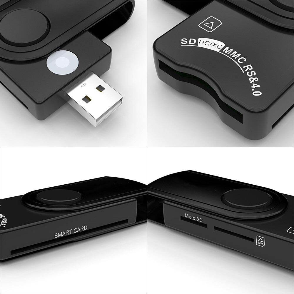 7-in-1 USB 2.0 TF SD SIM ID Memory Card Reader Adapter for PC Laptop Macbook