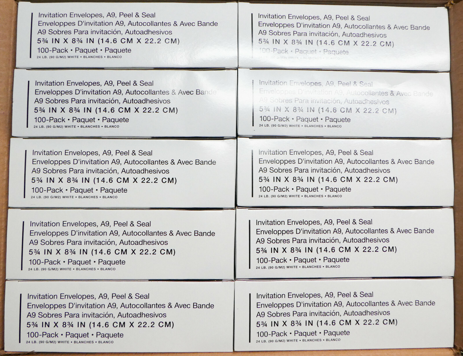 NEW (Box of 1000) Invitation Envelopes, A9, Peel & Seal 5-3/4" x 8-3/4"