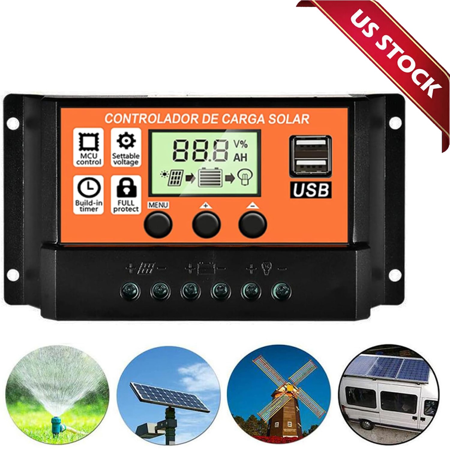 100A Solar Panel Regulator Charge Controller Auto Focus Tracking 12/24V US