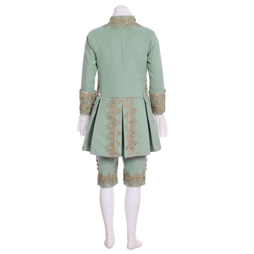 Victorian Costume Men Rococo Suit Jacket Vest Small, Light Green