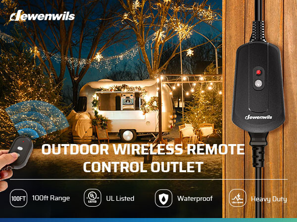 DEWENWILS Outdoor Wireless Remote Control Outlet Switch 100ft Range Weatherproof