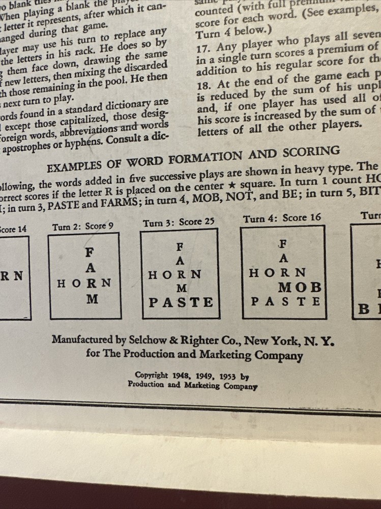 1953 Vintage Scrabble Game Maroon Box