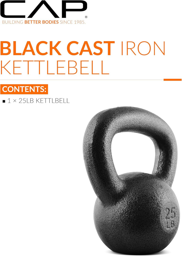 Black Cast Iron Kettlebell Single or Set | 10-80 Lbs