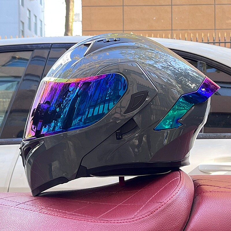 DOT-Approved Modular Racing Full-Face Motorcycle Helmet with Dual Visors