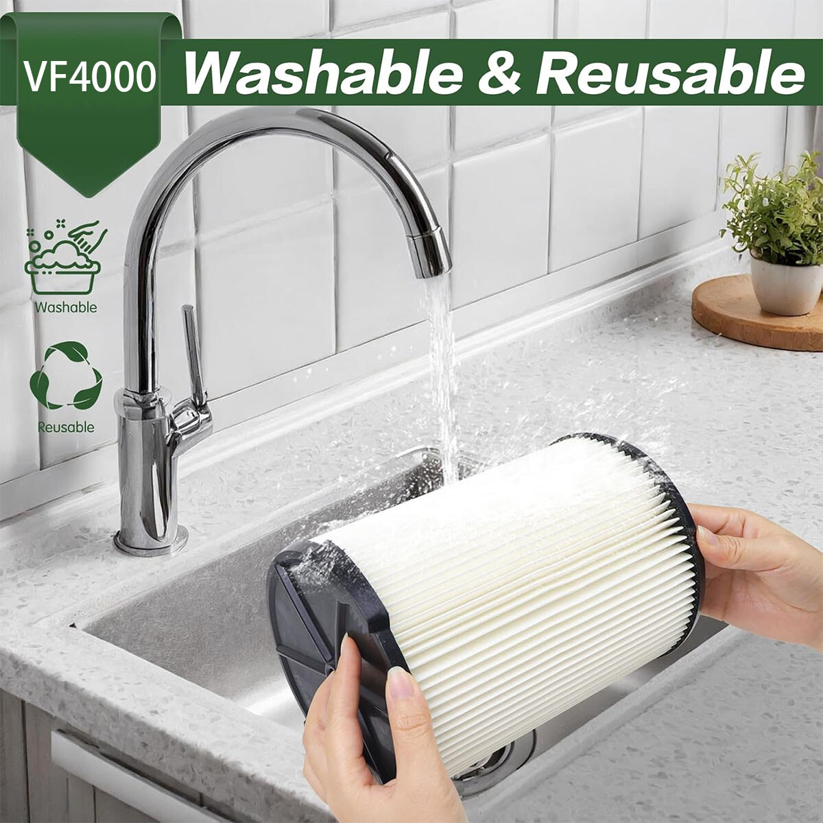 1x VF4000 Replacement For RIDGID Washable Vacuum Garage Shop Vac Pleated Filter