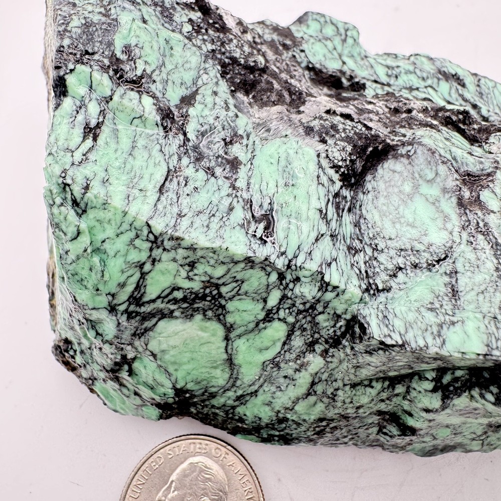 Natural Variscite 471 Grams Green Solid And Hard Great Looking Spiderwebs Matrix