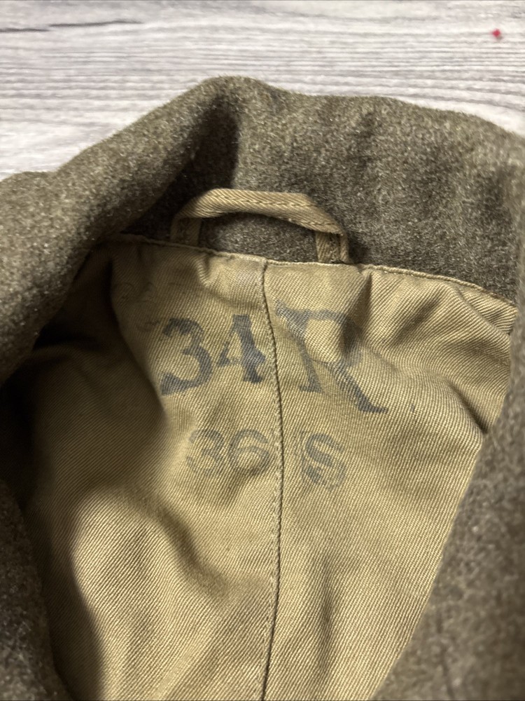 ORIGINAL WWII US ARMY WINTER M1938 GREATCOAT OVERCOAT- 34R + Gloves Handkerchief