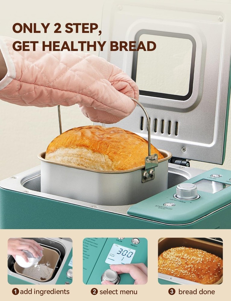 Neretva Bread Maker, 20-IN-1 2LB Bread Machine Dual Heater Bread Maker Machin...