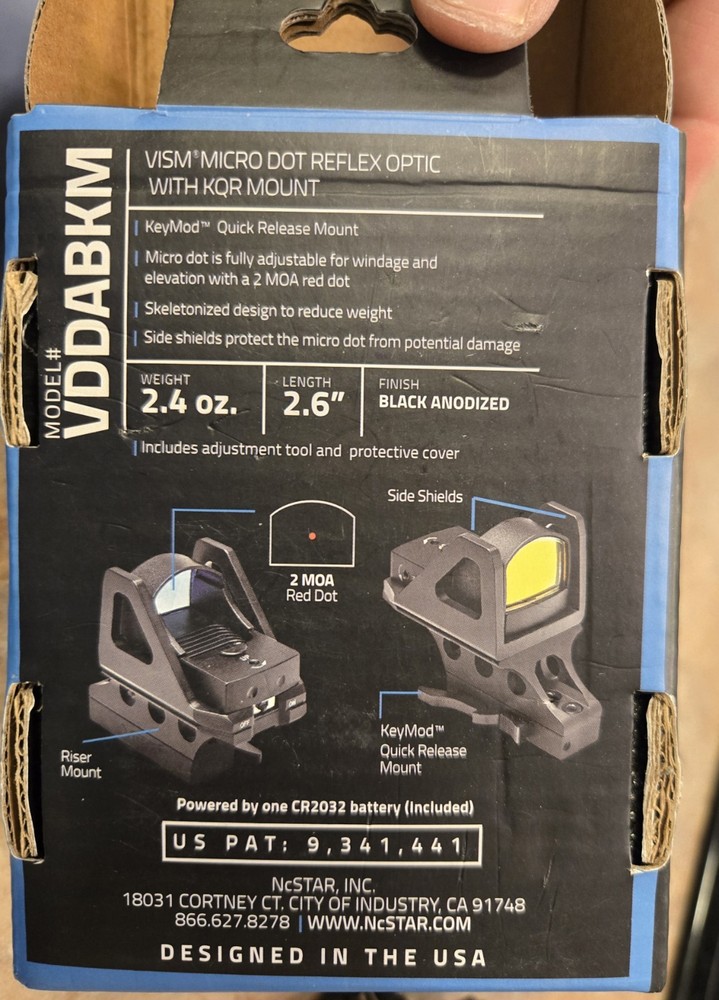 VISM Micro Red Dot Reflex Optic with Quick Release KeyMod Mount VDDABKM