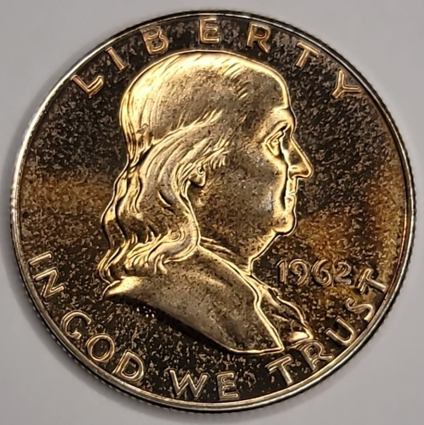 1962 Gem Proof Franklin Half Dollar 90% Silver - Nicely Toned