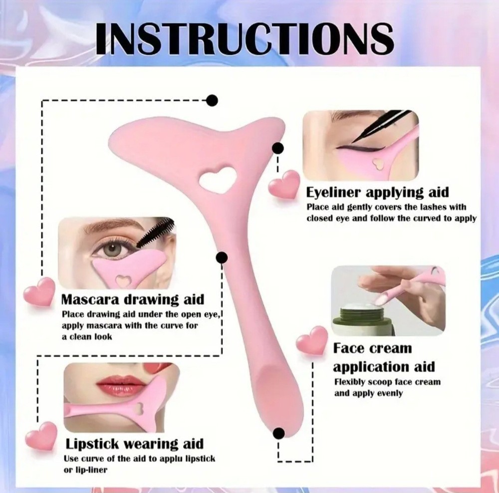 4 PCS Eyeliner Eyeshadow Lip Eyelash Multifunctional Tools Silicone Beauty Set