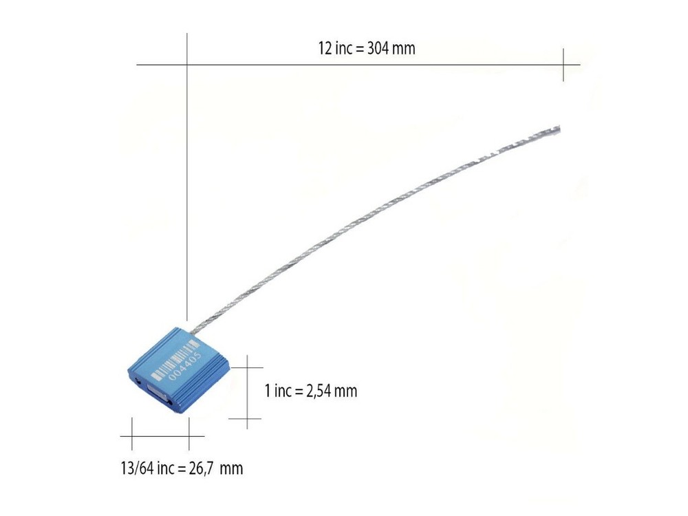 CABLE Security Lock Seal w. 2.4mm-12", 150 pcs., Numbered / Barcode, BLUE