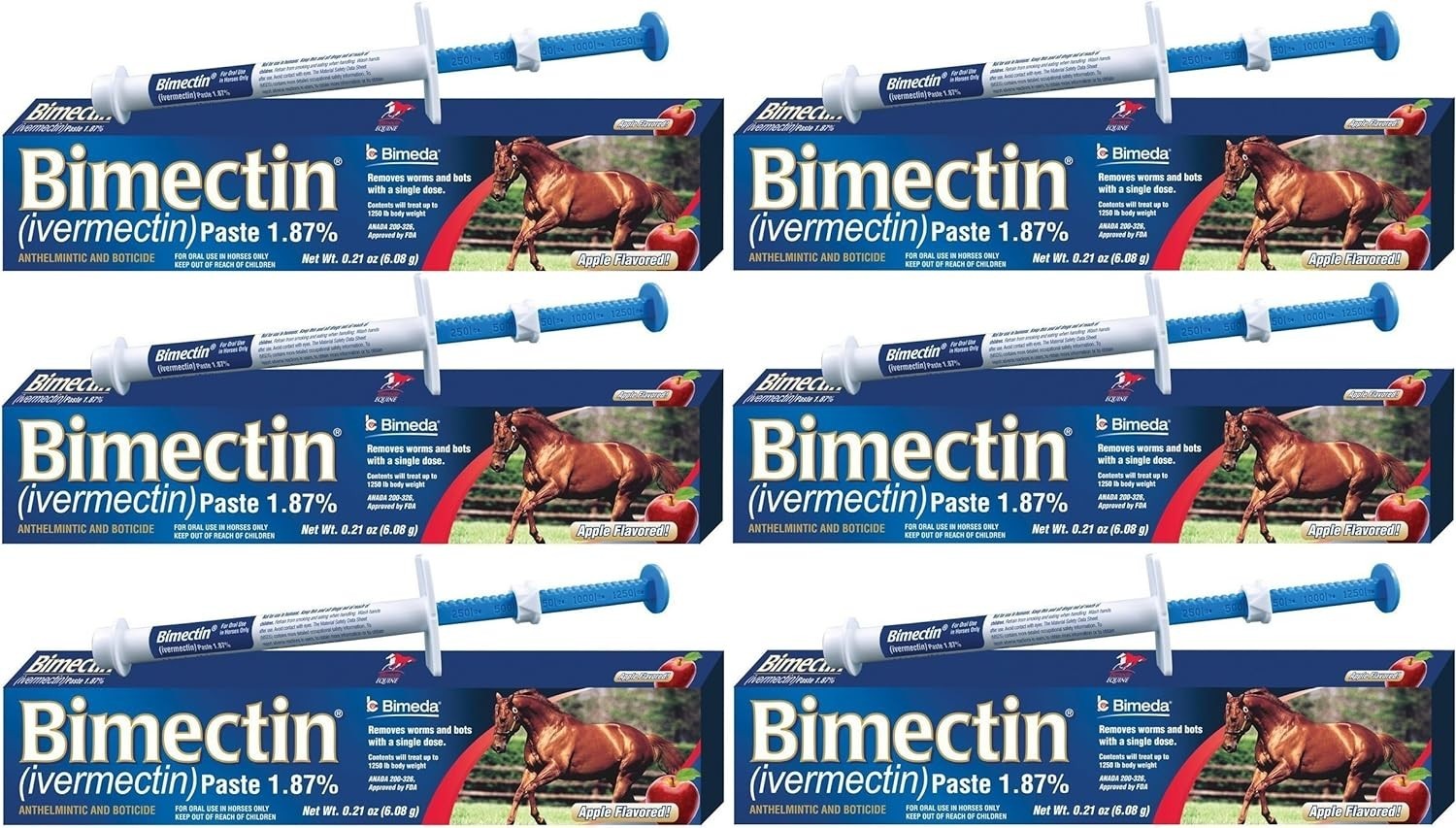 6 pack Paste Horse Dewormer Apple Flavor  (6 DOSES) NIB