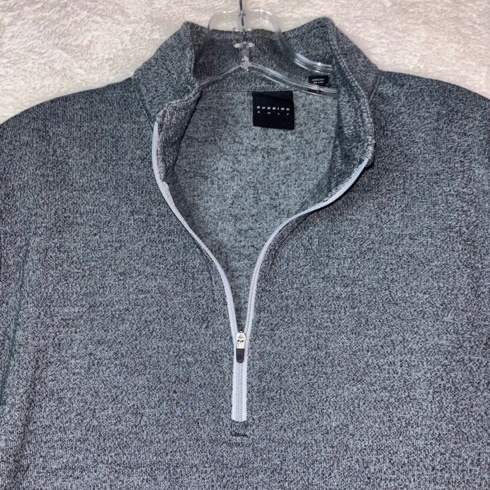Dunning Golf Mens Gray Heather Quarter Zip Pullover Sweater Size Small