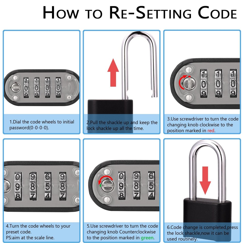 Heavy Duty Combination Lock,V-RESOURCING 4 Digit Resettable Combination Lock ...