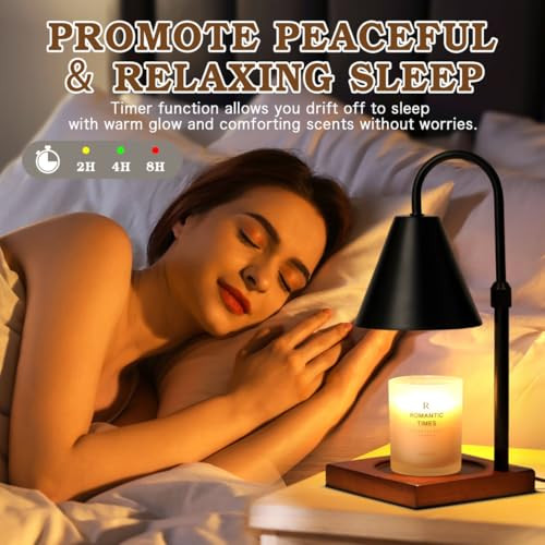 Modern Candle Warmer Lamp with Timer, Adjustable Dimmable Candle A1-01-Black