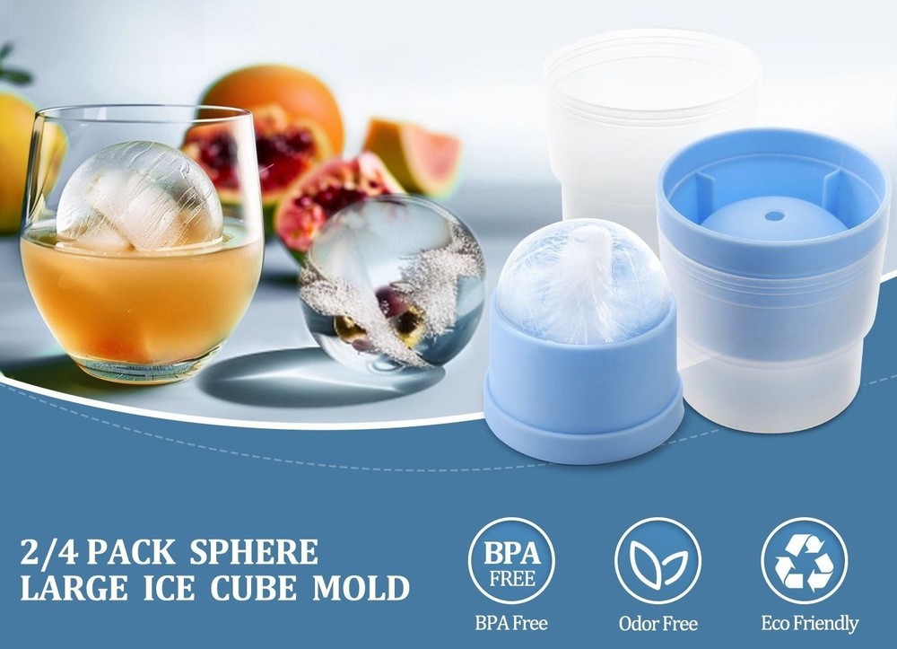 3Pcs Melting Stackable Large Ice Cube Mold Maker For Whisky Cocktails Beverage