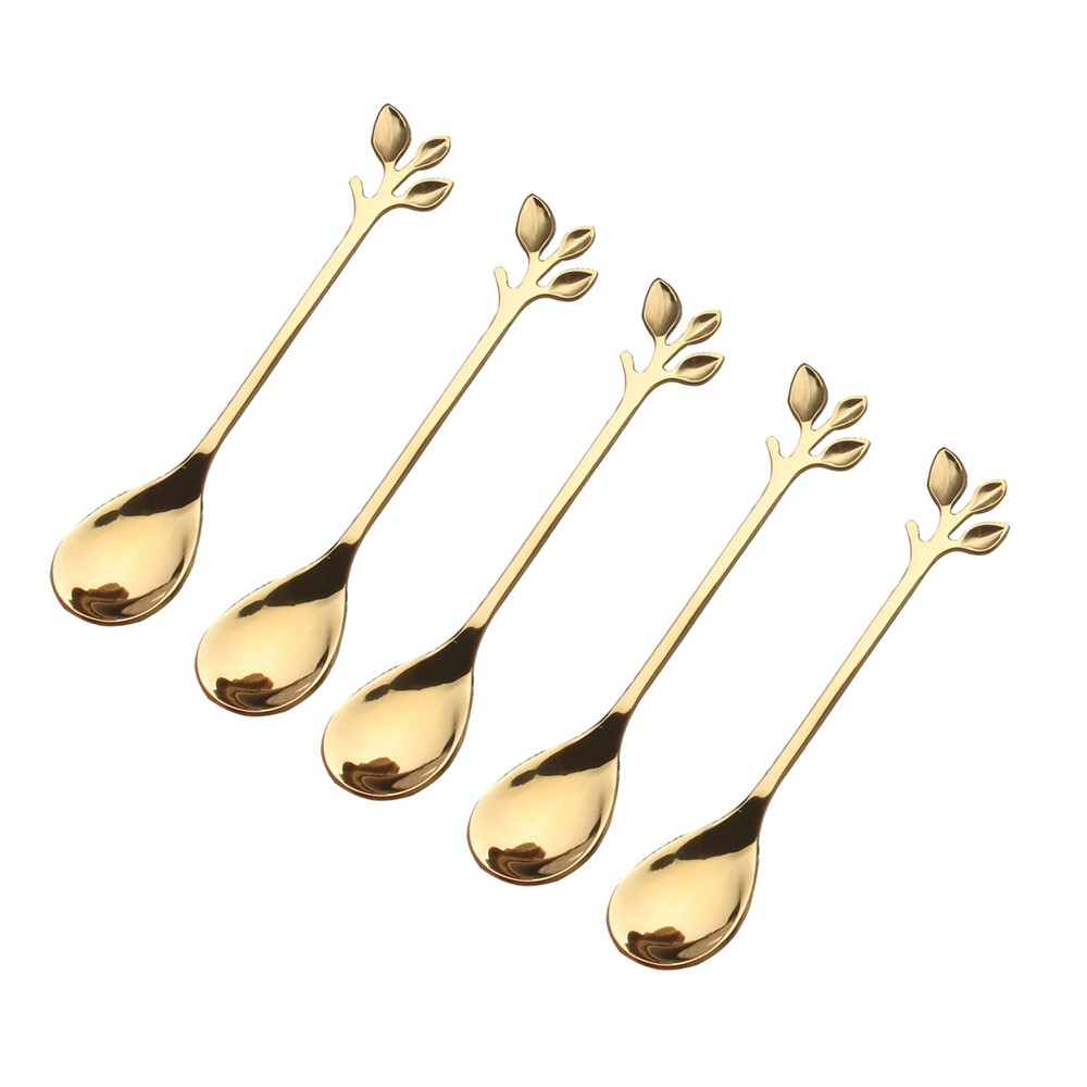 5pcs Stainless Steel Spoon Branches Leaf Spoon Kitchen Tableware Cooking Gift