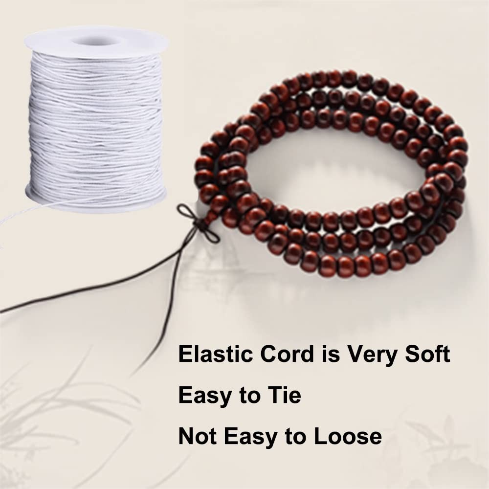 Elastic String for Bracelets, 1 mm x 110 Yards Sturdy Stretchy White, White