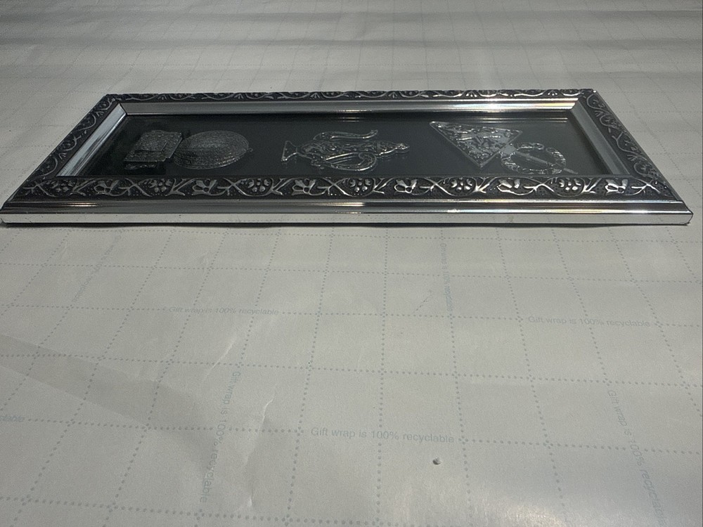 Middle Eastern Islamic Style Framed Metal Wall Decor Embossed Art Panel