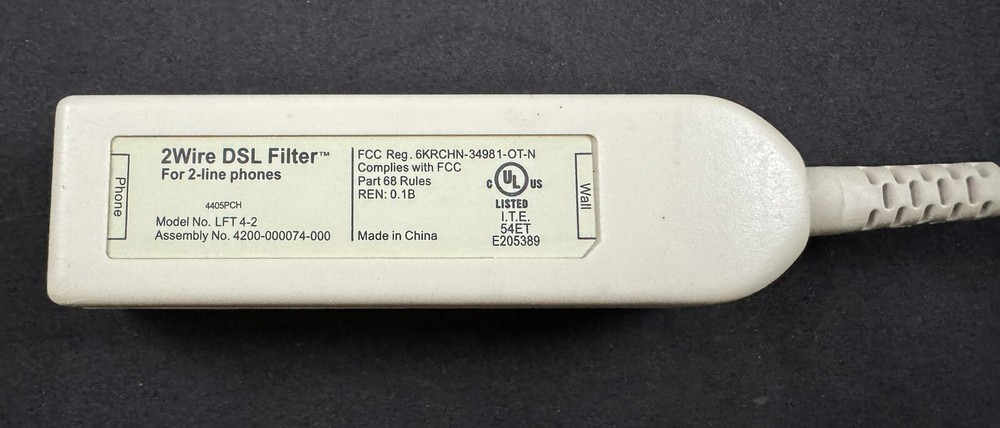 2Wire DSL Filter for 2-Line Phones Model No. LFT4-2