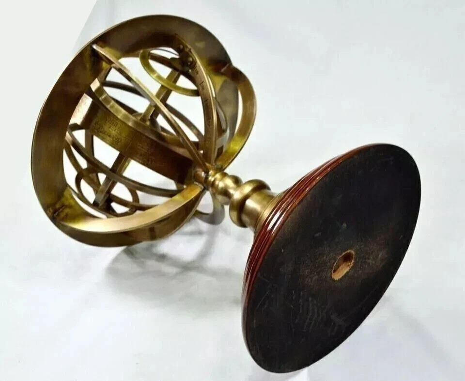 8" Engraved Brass Armillary Nautical Sphere Globe for Tabletop Display