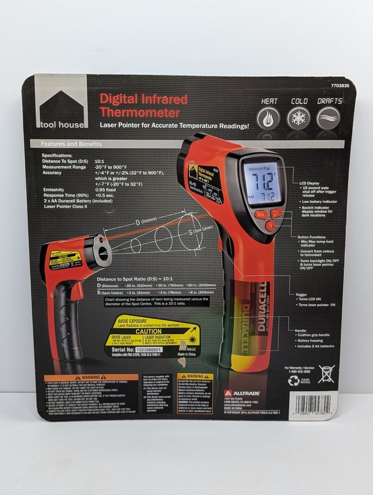 Laser pointer Digital Infrared Thermometer, Tool house. Brand new.