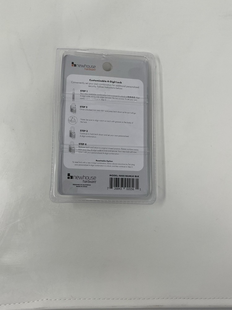 Newhouse Hardware Improved 4-Digit Combination Lock, Black