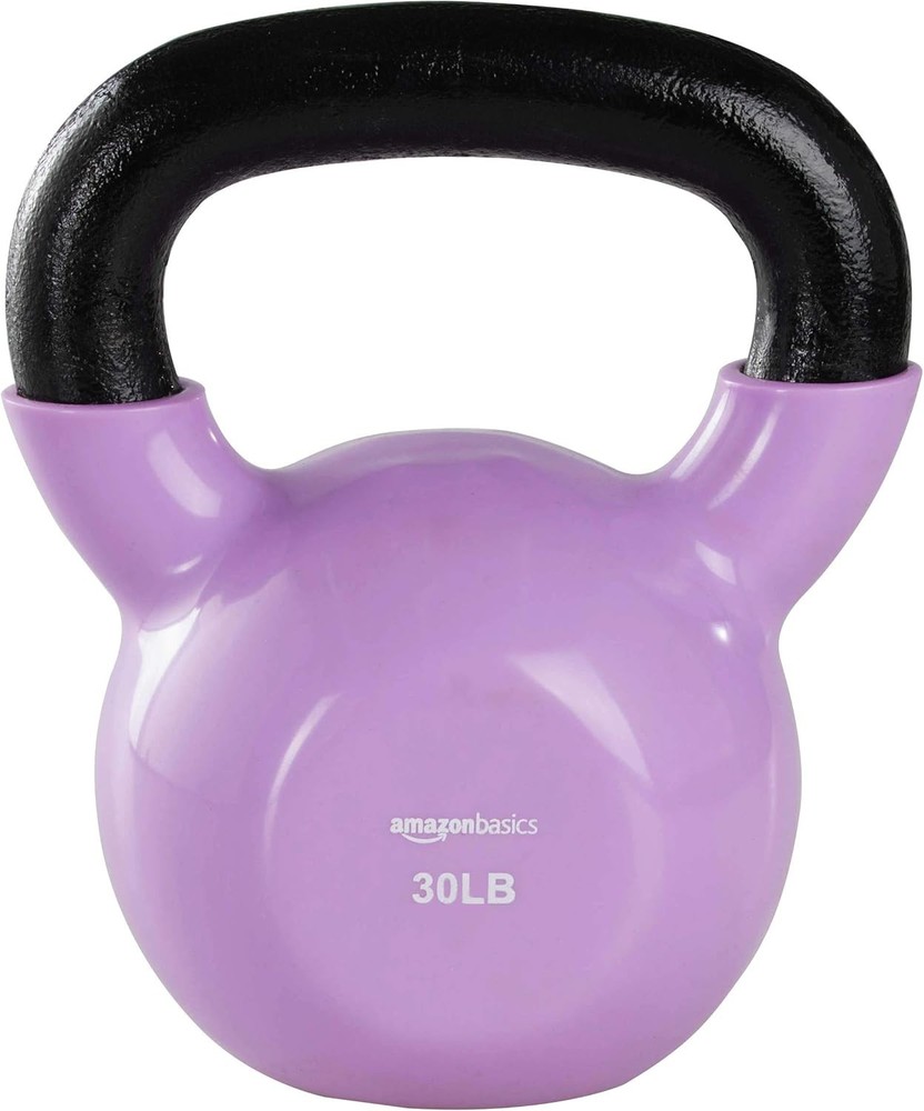 Color Coded Vinyl Kettlebell for Strength Training Weight Lifting Exercises