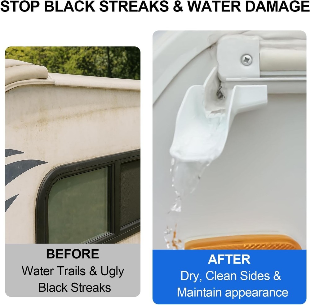 RV Gutter Spouts with Extensions, RV Rain Gutter Spouts White 4 Pack