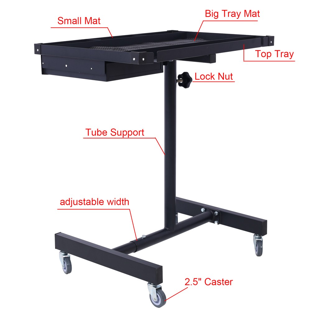 Adjustable Tear Down Work Table with Drawer 220LBS Capacity with Swivel Casters