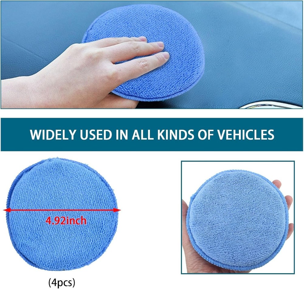 Multi-Purpose Microfiber Applicator Pads - 4 Pack Ideal for Waxing & Dusting