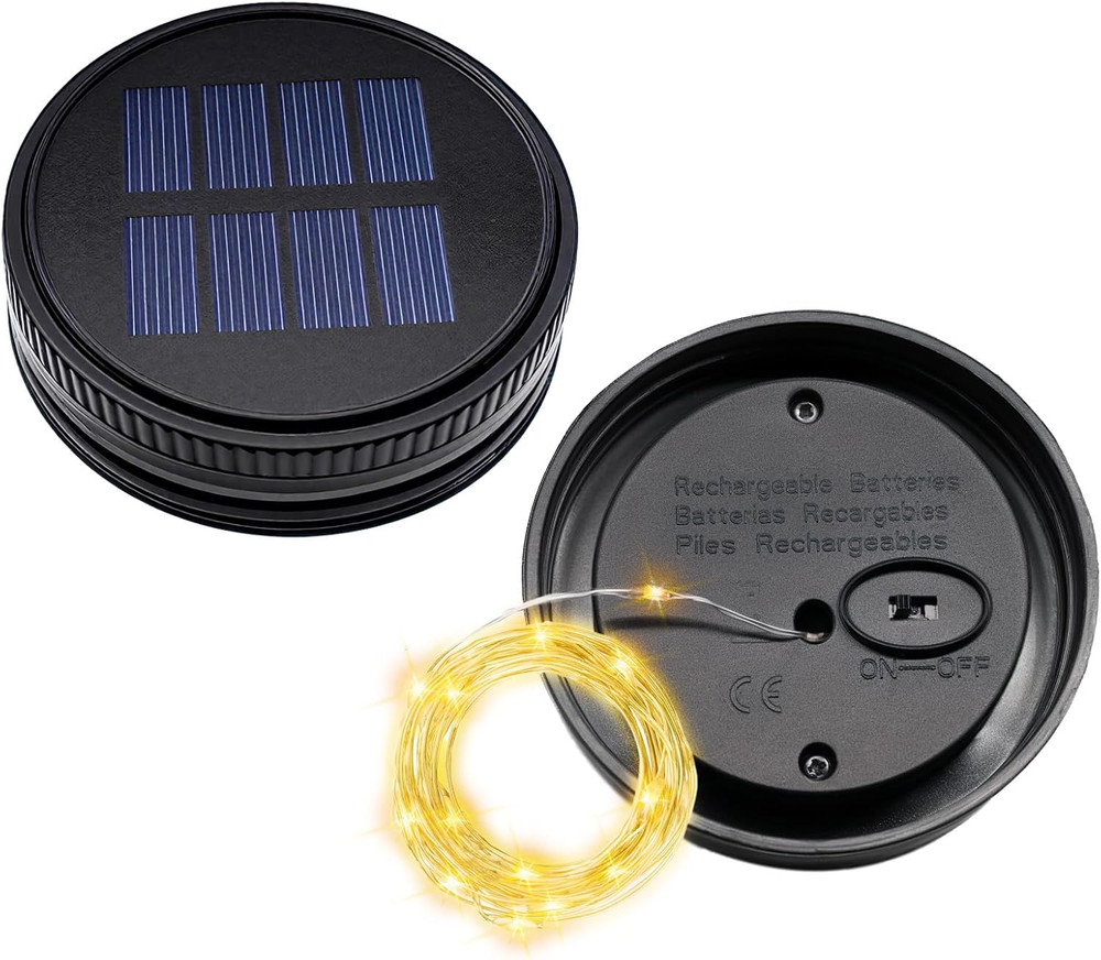 2 Pack Solar Light Replacement Top, Replacement Solar Light Parts for Mason Jar