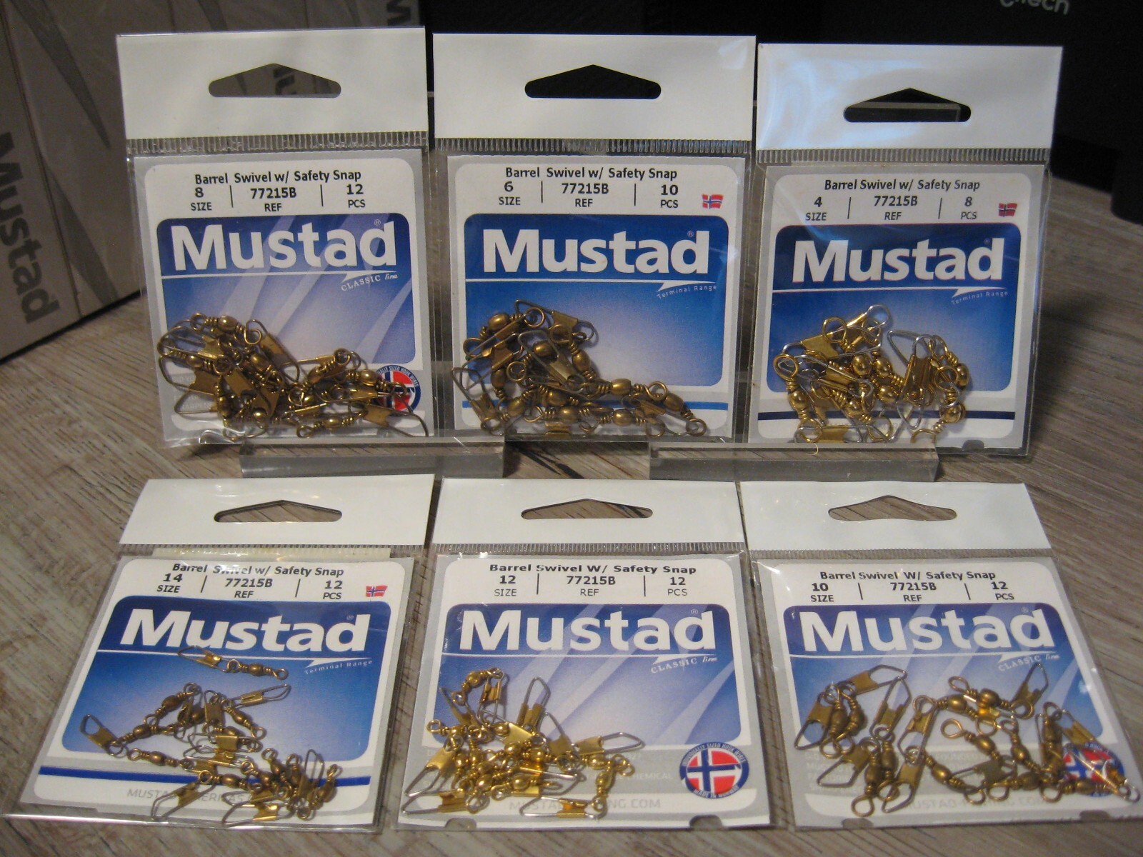 Mustad Classic Barrel Swivel With Safety Snap Fishing Snap Swivels - Choose Size