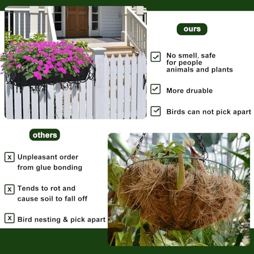 Rectangle Window Box Liner Felt Planter Basket Liner Insert Black 4PCS 24Inch