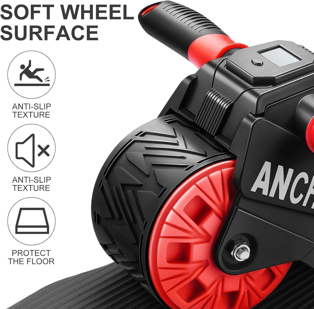 ANCHEER Portable Ab Roller with Knee Pad and LED Display
