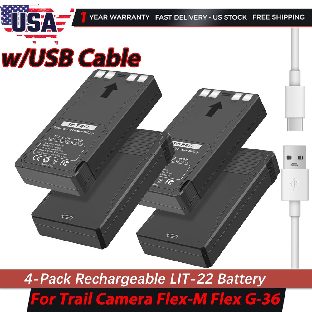 4-Pack LIT-22 Rechargeable Battery Compatible For Trail Camera Flex-M Flex G-36