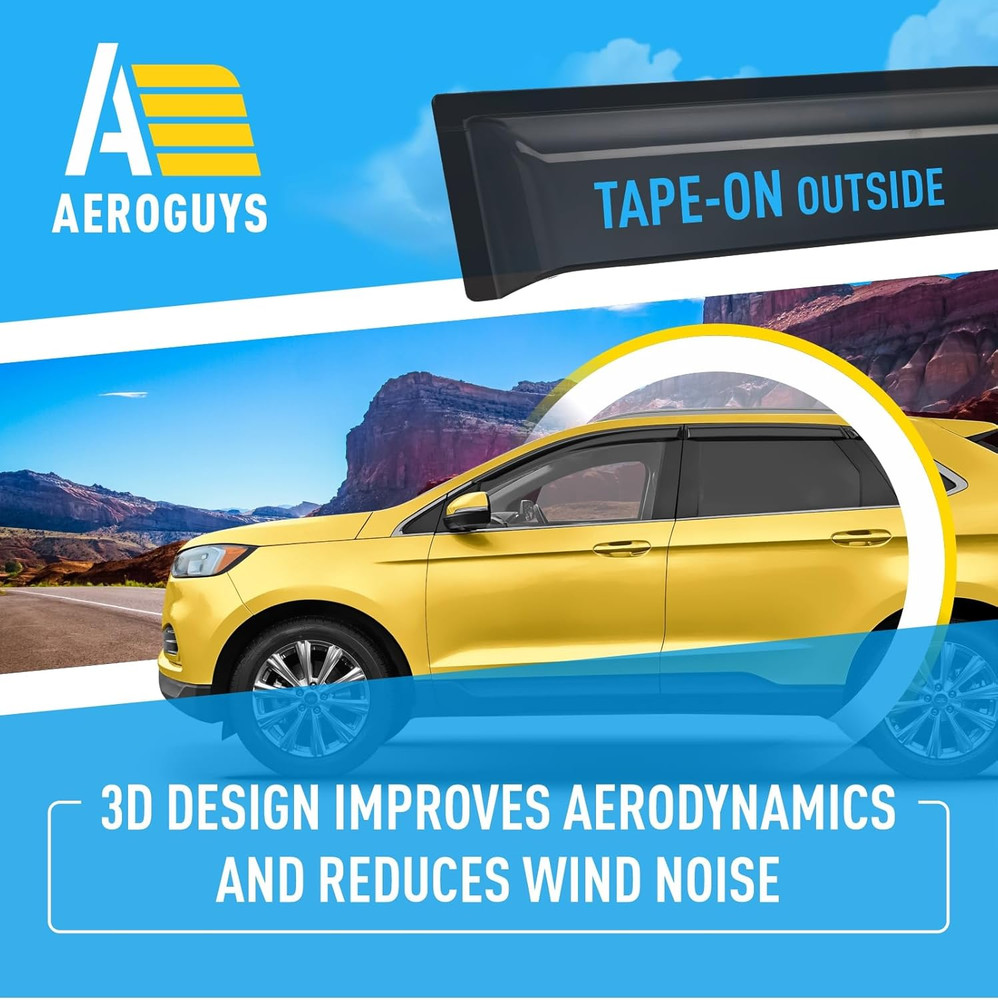Extra Durable Window Deflectors Tape-On Window Visors Rain Guards Fit for Ford E