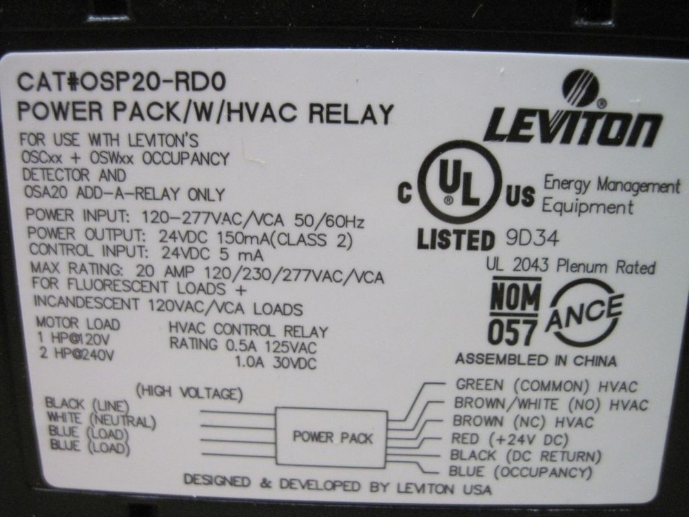 Leviton OSP20-RD0 Black Occupancy Sensor Power Pack 120-277V