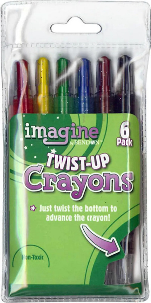 Imagine by Bendon Twist-Up Crayons Assorted Colors, 6 Pack