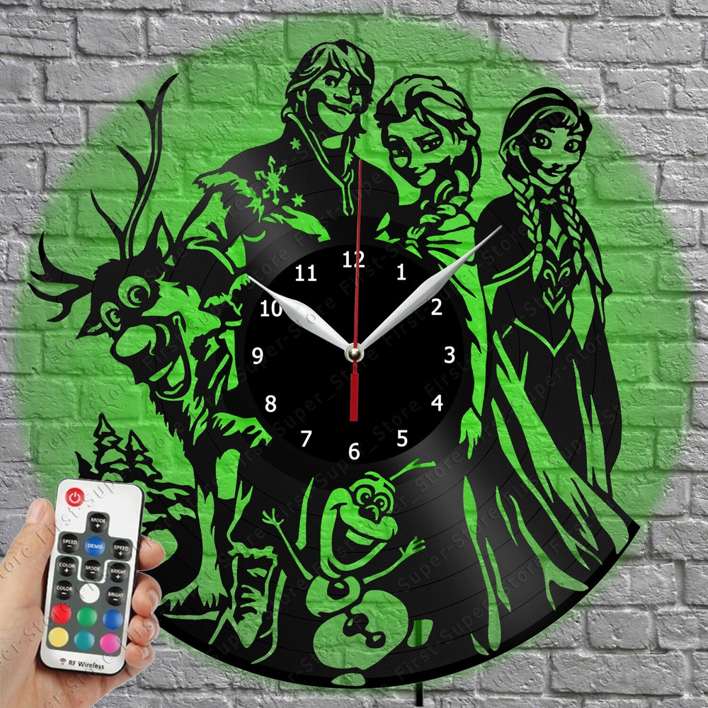 LED Clock Frozen Vinyl Record Wall Clock Led Light Wall Clock 3913