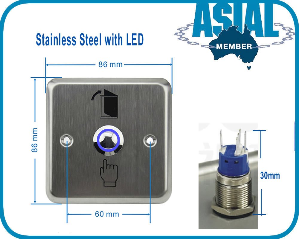 Stainless Steel Door Push Release Button with LED NO/NC Optional Door Switch