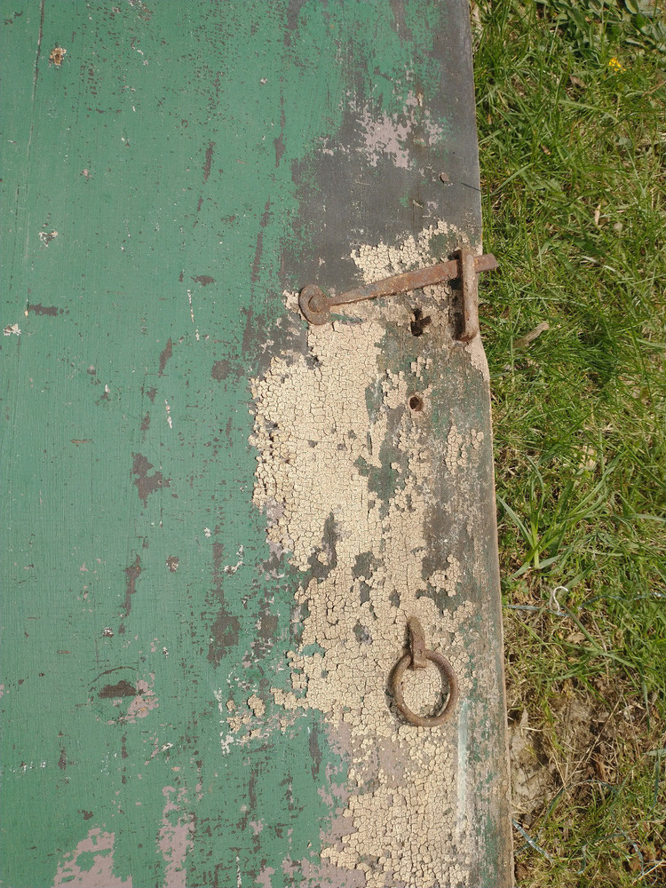 Barn Door ANTIQUE GREEN PAINT LATCH SQUARE NAILS PRIMITIVE