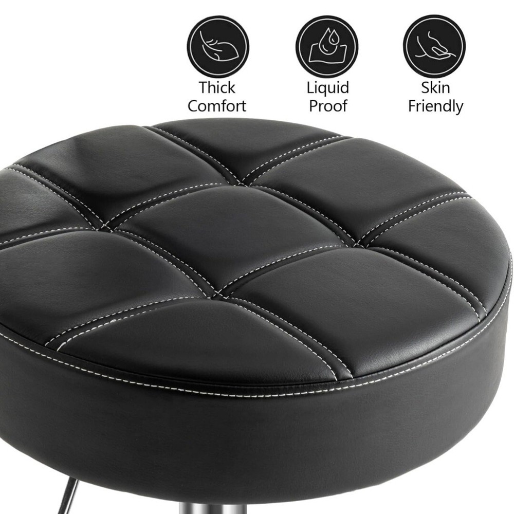 Lockable Rolling Stool Adjustable Swivel Stool with Noiseless Rubber Wheels Du