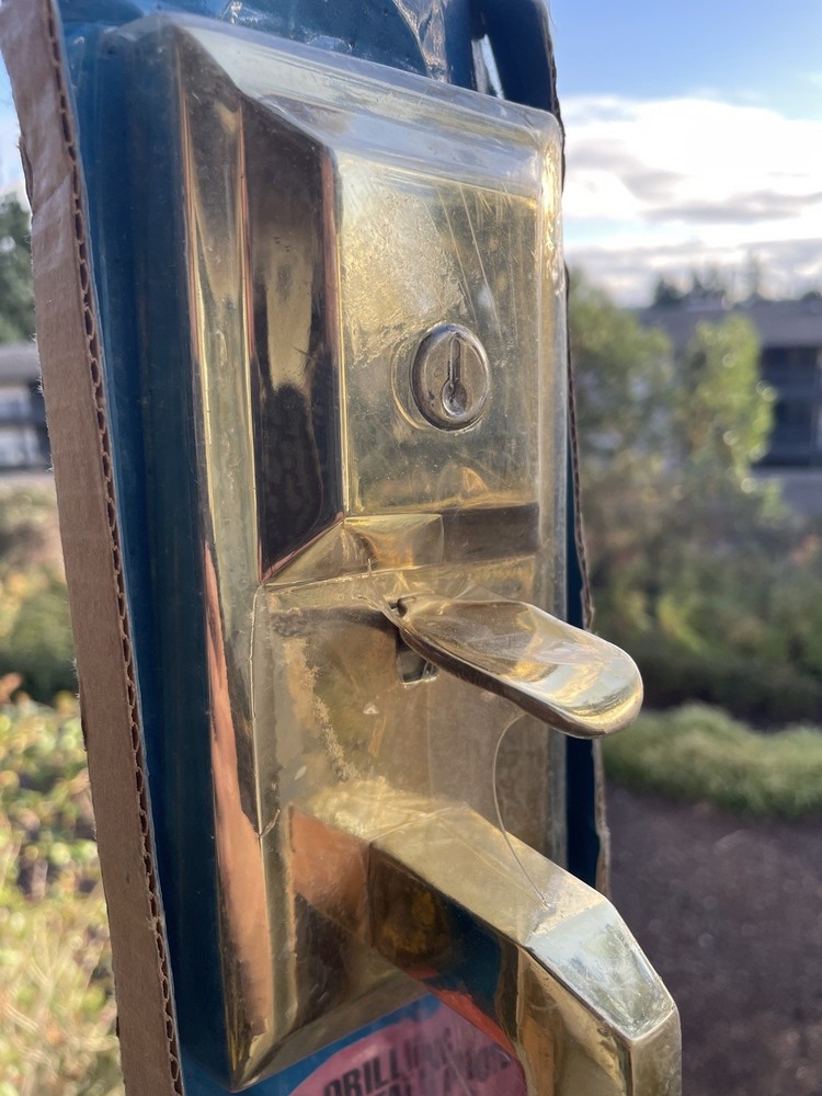 Vintage Brass Locking Outdoor Door Handle Front Section Only