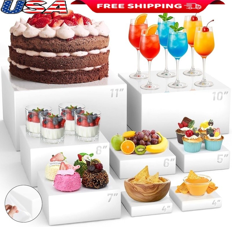 Acrylic Display Riser Set Buffet Stand Multi-Level Food Organizer Party Event US